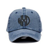 Custom Embroidery Washed Baseball Hat - Round Monogram
