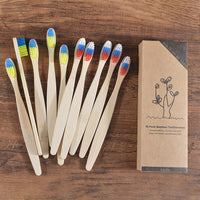 10 Pieces Colorful Bamboo Toothbrush Natural Vegan Tooth Brush Medium Bristle Flag Style Toothbrush Eco Friendly Bambus Bamboo