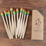10 Pieces Colorful Bamboo Toothbrush Natural Vegan Tooth Brush Medium Bristle Flag Style Toothbrush Eco Friendly Bambus Bamboo