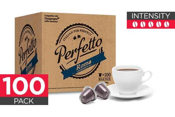 NEW Perfetto Coffee Capsules 100 Pack Nespresso Compatible Roma