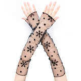 Stylish Long Black Fishnet Punk Gothic Rock Gloves