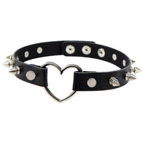 Leather Gothic Punk Choker Necklace Rivet Heart Cross