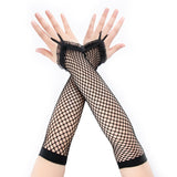 Stylish Long Black Fishnet Punk Gothic Rock Gloves