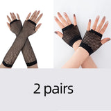 Stylish Long Black Fishnet Punk Gothic Rock Gloves