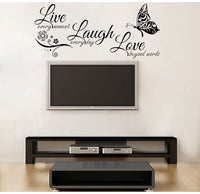 Live Laugh Love Butterfly Flower Wall Art Modern