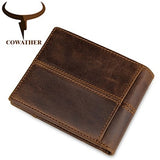 COWATHER Crazy horse genuine leather men wallet