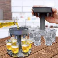 Liquor Dispenser 6 Shot Glass Wine Whisky Beer for Home party